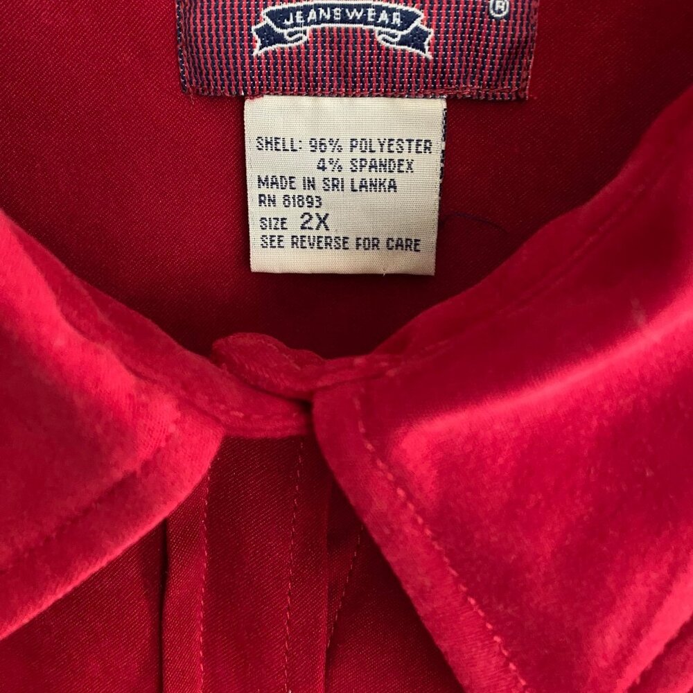 DENHAM & COMPANY LG SLV BUTTON DOWN FRONT SIZ 2X RED SOFT MATERIAL WORE ONCE